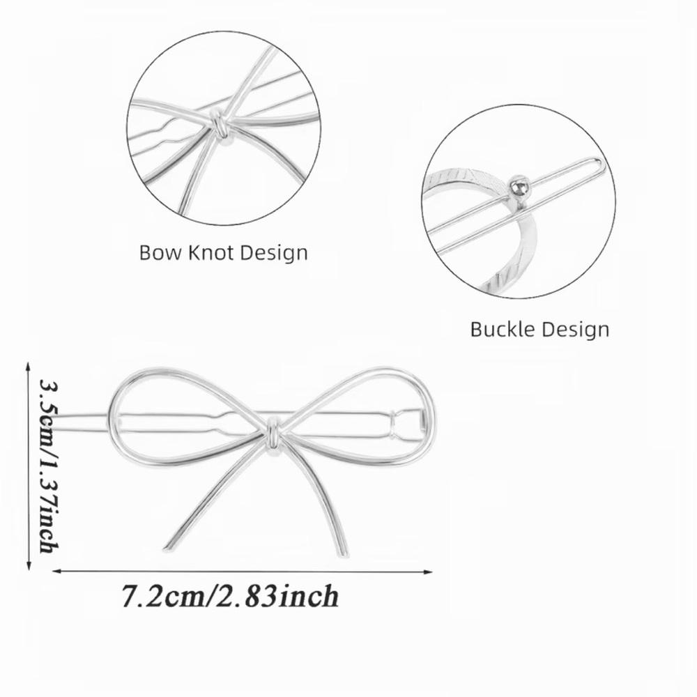 Elegant Silver Bow Hair Clip - Picture 3 of 3